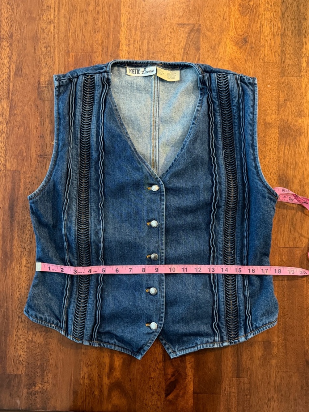 Poetic License Vintage Dark Blue Cotton Denim Vest L - Picture 8 of 10